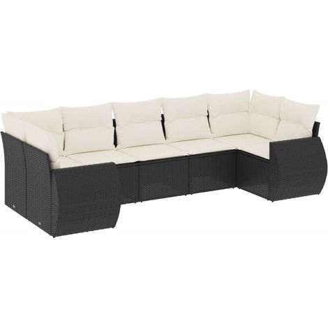 Maison Exclusive - Set Divani da Giardino con Cuscini 7pz Nero Polyrattan (1/5)