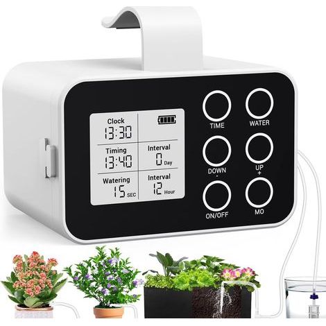 Arrosage Automatisé, kit d'irrigation Goutte à Goutte DIY, Arroseur Plante Intérieur Rechargeable, Minuterie Réglable, avec 15 Goutteurs