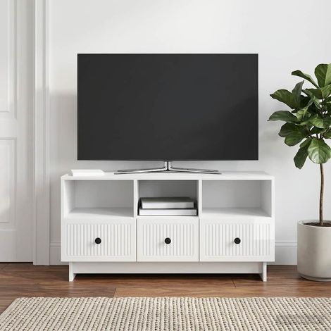 TV-Schränk Hochglanz Weiß 102 x 34,5 x 50 cm Holzwerkstoff (1/5)