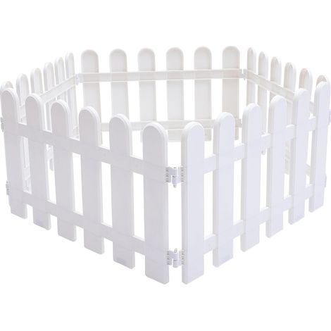 5 Pièces Clôture de Jardin Plastique Blanc Bordure Patio Décorative Résistante Barrière Amovible Polyvalente pour Pelouse Extérieure et Terrasse (1/5)