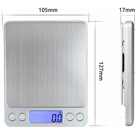 Balance de précision 3000g / 0,1g, balance de cuisine / balance de poche / balance de bijoux, balance électronique de haute précision, écran LCD rétroéclairé, tare et fonction PCS (1/4)