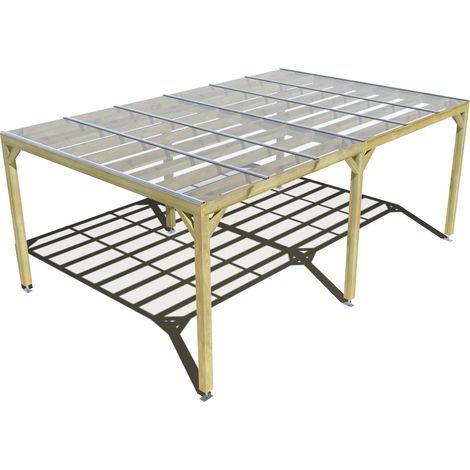 Pergola bois • 6m x 4m • indépendante • sens largeur • couverture étanche transparente incluse • livraison comprise