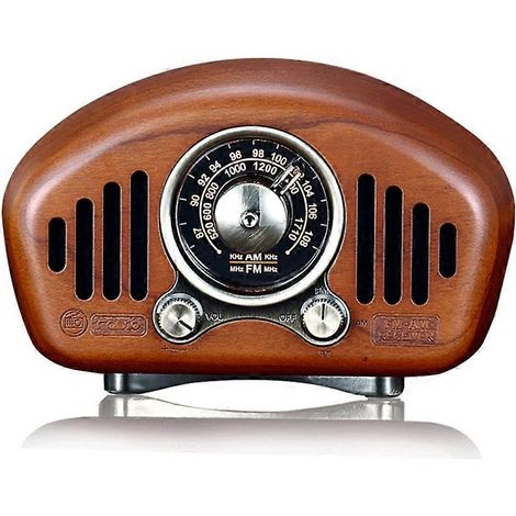 Enceinte Bluetooth 5.1 rétro, radio AM/FM style classique, basses puissantes, lecteur de carte TF et MP3. (1/5)