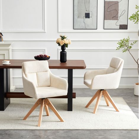 Sillas comedor giratorias 360° tapizadas 2 unidades OKMYHOME (1/5)