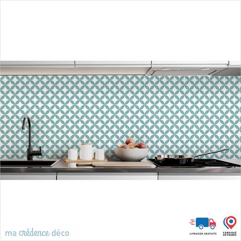 Crédence : Rosaces et couleurs 2 - Couleur Bleu turquoise - Alu composite - 60 - 120 (1/3)