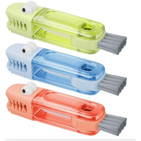Set of 3 3-in-1 cleaning brushes for cup lids. Multifunctional cleaning brush for spaces, lids, and crevices. Small kitchen cleaning tool. (1/5)
