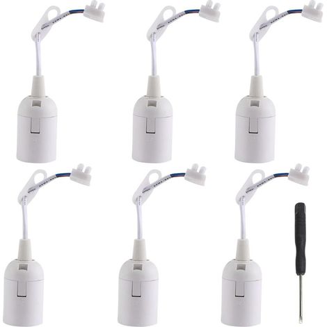 Pièces E14 Douille de Lampe Blanche avec Câble 2A 250V avec 1 Tournevis Douille de Rechange Chantier Support D'ampoule Douille Ampoule Plafond - Max.60w (1/5)