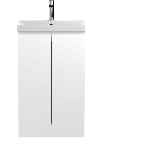 Mavesyn Contemporary 2 Door Floor Standing Vanity Unit with Thin Edge Basin, Satin White, 500mm