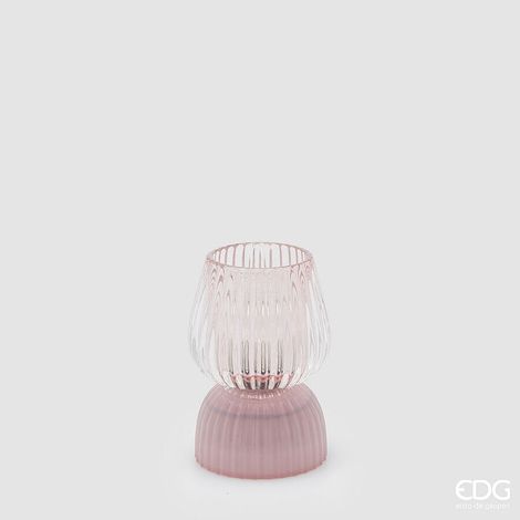 EDG Enzo De Gasperi Lampada da Tavolo Biforma a Righe Led H 13 Cm D 9 Cm IP20 Rosa