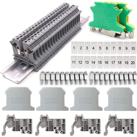 Terminali di connessione, morsettiere compatte per guida DIN, kit di morsettiere automatiche per connettori elettrici, kit di morsettiere universali per l'automazione della produzione e la trasformazi (1/5)