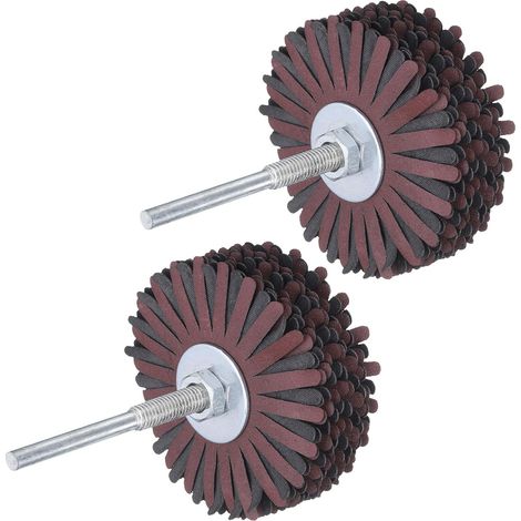 2 Abrasive Flap Wheels 1/4 Inch Emery Cloth For Woodworking Root Carving Furniture Polishing 400 Grit (1/4)
