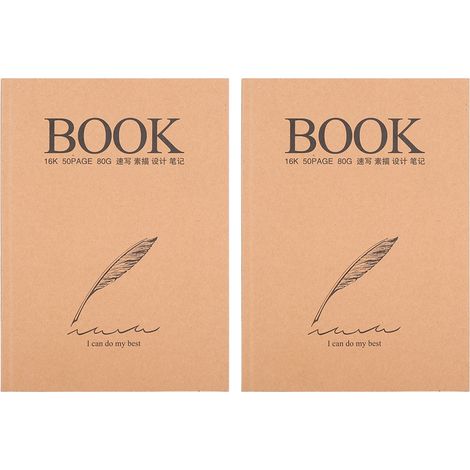 2Pcs Carnet de Croquis Kraft Vintage, Bloc de Dessin Papier Épais pour Peinture à la Main, Cahier à Spirale Artistique (1/5)