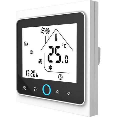 Thermostat d'ambiance intelligent à quatre tuyaux Régulateur de température programmable numérique pour climatiseur (BAC-002EL, blanc et noir) (1/5)