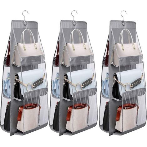 Sac de rangement en 3 pièces pour armoire, sac de rangement en cuir suspendu, sac de rangement anti-poussière (1/5)