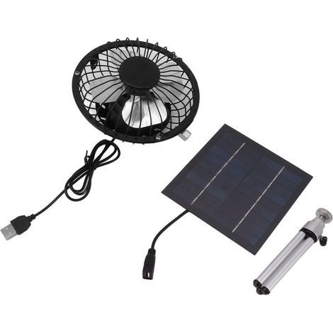 Tragbarer 6-W-Solarventilator (15 cm), Dual-USB-Stromversorgung, für Zuhause, Camping, Angeln im Freien, mit ausziehbarem Ständer (1/5)