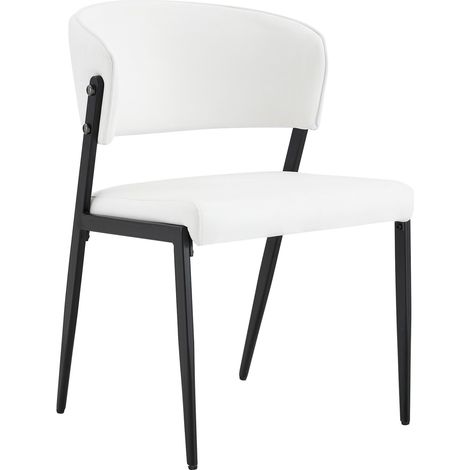 Set de 2 sillas de comedor modernas en PU blanco con estructura metálica acolchadas MODENUIT (1/5)
