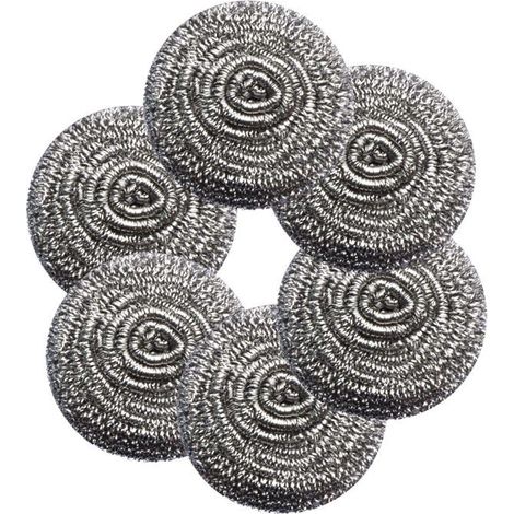 BelleRise - Un ensemble de 6 brosses en laine d'acier avec des tampons flexibles, idéal pour nettoyer la vaisselle, les casseroles et les poêles (1/5)