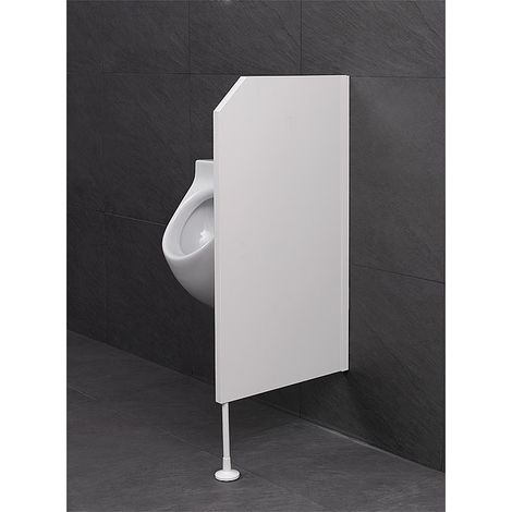 Banyo – Paroi de séparation urinoir en aggloméré blanc – Revêtement résine mélamine – Dimensions 500x1100x28mm – Support mural inclus (1/5)