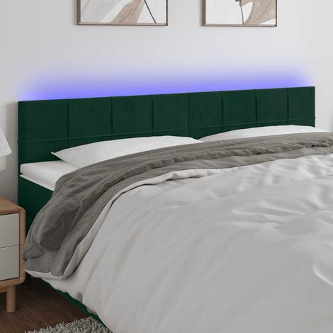 LED Kopfteil Dunkelgrün 200x5x78/88 cm Samt (1/5)