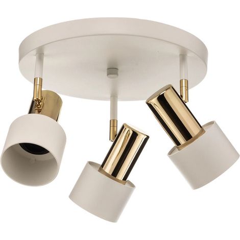 [NEUWERTIG] B-Ware Deckenstrahler Deckenleuchte Lampe Destin weiß messing dreiflammig Stahl E27 LED (1/2)