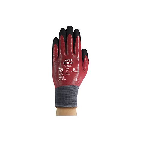 Ansell  Guanto da lavoro EDGE® 48-919  rosso/nero  conf da 12 (1/3)