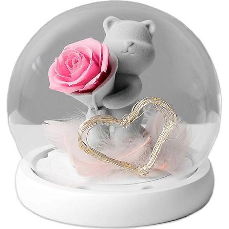 Coffret cadeau ours en fleurs éternelles - Cadeau de Saint-Valentin - Cadeau d'anniversaire original pour votre copine - Style 3 (1/5)