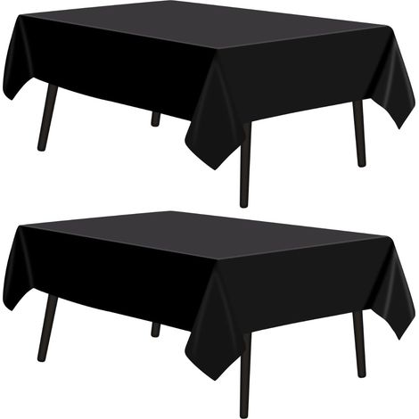 Nappe Rectangulaire - Polyester Noir - 137 x 274 cm - Pour Mariage Fête Banquet - 2 Pièces (1/5)