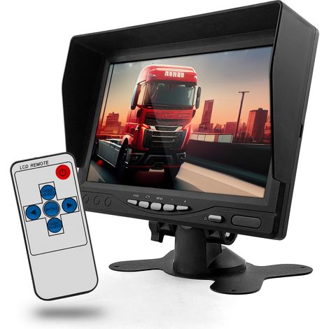 Monitor LCD de 7" para cámaras de marcha atrás, con conexión por cable RCA de 2 canales.