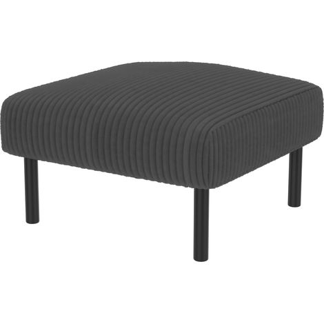 Pouf en velours côtelé avec structure métallique – 56 x 51 x 39 cm – polyvalent pour siège, repose-pieds ou petite table (1/5)