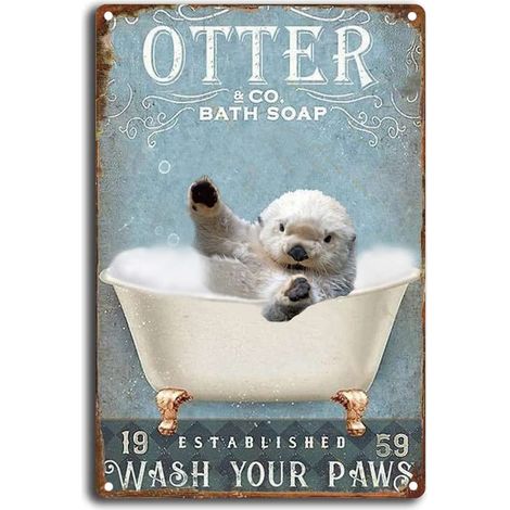 Plaque en Métal Rétro Animaux Drôles Salle de bain Signes Métal Artisanat Décoration murale pour Maison Jardin Cuisine Bar Poster Plaque 20x30cm (1/5)