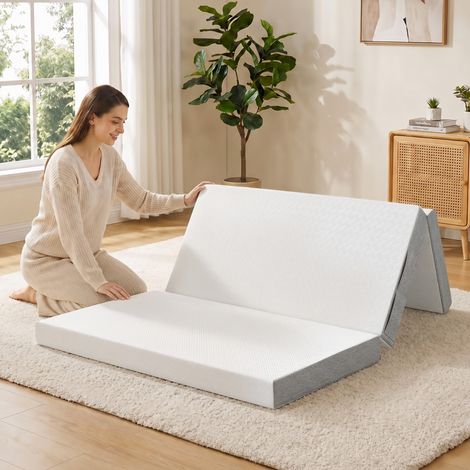Matelas pliant 195x120 cm, 10 cm, Revêtement lavable, Idéal pour les invités/camps (1/5)