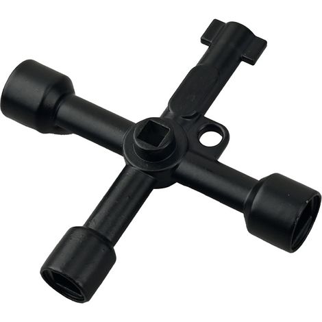 Chiave multifunzione 4 in 1 a quattro vie  Chiave universale a forma di croce triangolare per armadi elettrici  Per ascensori, armadi elettrici, valvole  Nero