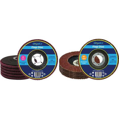 Dapetz ® Flap Discs 115mm Pack of 10 – 80 & 120 Grit Aluminum Oxide Grinding Discs for 4.5" Angle Grinder, Sanding Wood, Metal, and Plastic (1/5)