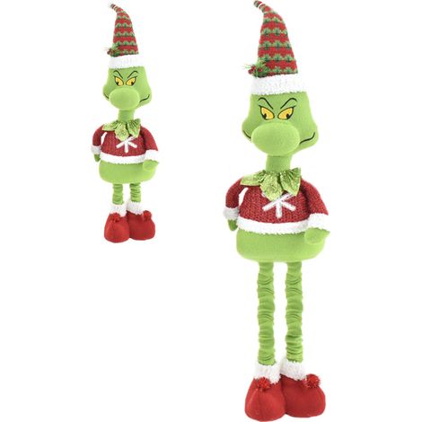 Peluches addobbo per albero di natale lui GRIN CH verde cappello rosso pupazzo allungabile h109 odia il natale (1/2)