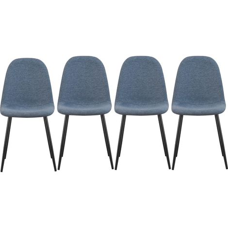 Lot de 4 chaises 45x54x87 cm en tissu bleu clair - YUNO (1/4)