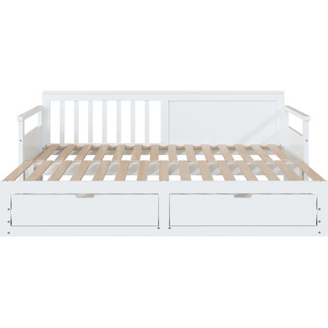 Letto divano 2 in 1 90x190/180x190 con cassetti e letto estraibile bianco HOMVRA (1/5)