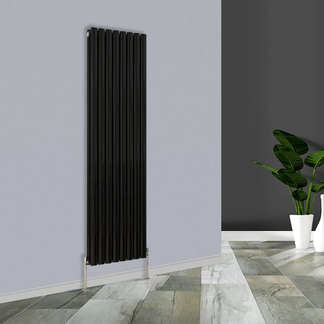 Warmehaus Black Oval Radiator Vertical Double Panel 1800x472mm