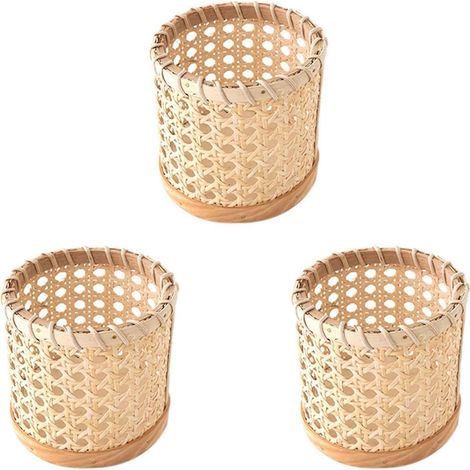 3er-Set handgefertigte Aufbewahrungsboxen aus Rattan für Essstäbchen, Löffel, Stifte, Vasen und mehr – ideal als Dekoration für Küche und Haushalt. (1/5)