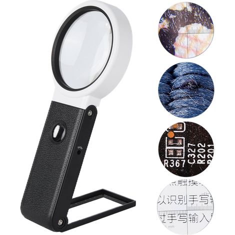 Loupe LED pliable avec lentille HD pour réparation électronique et observation, loupe à main pliable ABS, TH-7018B (1/5)