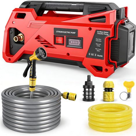 Pompe de transfert d'eau compatible avec batterie 18 V, pompe utilitaire électrique portable, pompe de transfert sans fil pour la maison, la piscine, le camping-car, le jardin, le jacuzzi