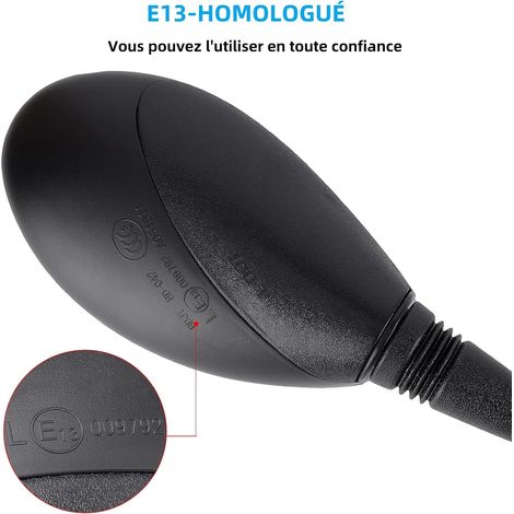 Rétroviseurs Latéraux de Moto E13 Homologué, 1 Paire Rétroviseurs Moto Universels, Réglable Rétroviseur Latéral M10 pour Scooter Moto Quad ATV (1/4)