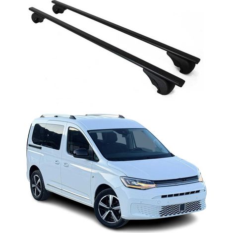 OMAC Dachträger Querträger für VW Caddy IV 2020-2026 – Abschließbar – Max. 75 kg – 2 Stangen Stahl Schwarz (1/5)