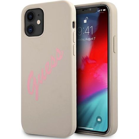 Guess GUHCP12SLSVSGP iPhone 12 mini5.4 custodia rigida in silicone grigio rosa/grigio rosa Vintage (1/5)