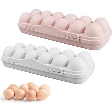 Soporte para huevos de refrigerador con tapa - Juego de 2 - 12 huevos (1/5)