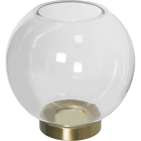 Vase bougeoir de Table en Verre Transparent et Pied doré 20 x 22 cm, Bouche 9 cm (1/2)