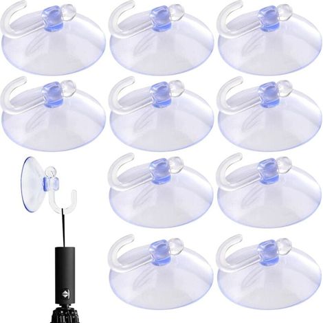 10 Pack Heavy Duty Suction Cups - Mini Hooks with Transparent Suction Cup for Kitchen and Bathroom, Lightweight and Convenient Portable Hooks for Mirrors, Walls, Bathrooms and Kitchens MUMU (1/4)