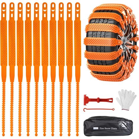 Chaînes à Neige 10 Pièces Universelles Automatiques - Type Chenille à Attaches Rapides pour Pneus 165-255 Antidérapantes d'Urgence pour Véhicule, SUV, Camion (1/5)