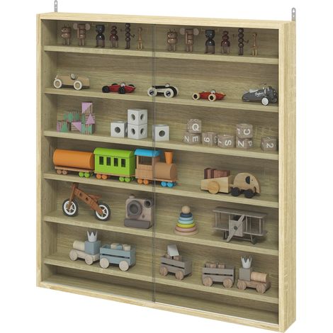 Six Shelf Display Cabinet,  Glass Doors - Oak (1/5)