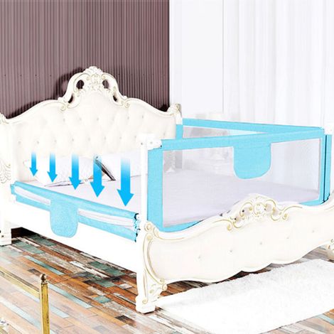 Barrière de Lit Portable Bébé Enfant Barrière de Sécurité pour Lit de Bébé Bleu 1.8 Mètres