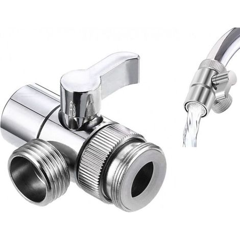 Robinet inverseur pour robinet - Connexion 1/2" - Robinet inverseur pour douche - Valve de dérivation à trois voies - Adaptateur de douche (1/5)